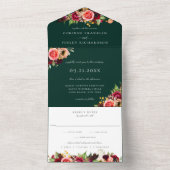 Invitation Tout En Un Bohème Blooms Mariage Tout en un (À l'intérieur)