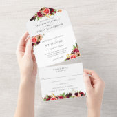 Invitation Tout En Un Bohème Blooms Mariage Tout en un (Déchirure)