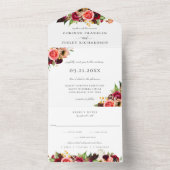 Invitation Tout En Un Bohème Blooms Mariage Tout en un (À l'intérieur)