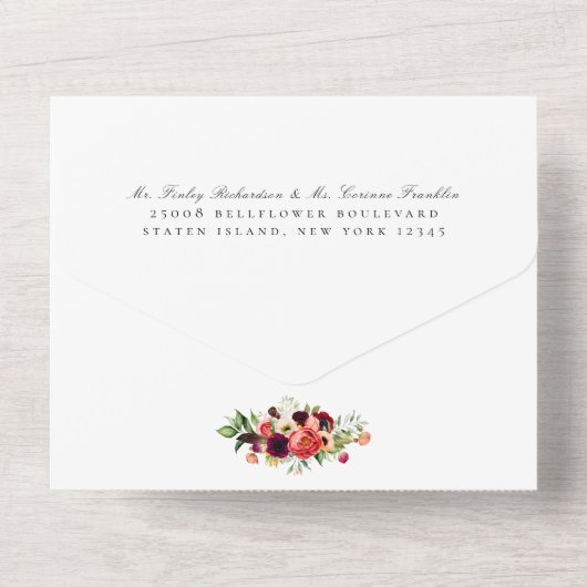 Invitation Tout En Un Bohème Blooms Mariage Tout en un (Verso)