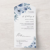 Invitation Tout En Un Bohème Dusty Blue Floral Mariage (À l'intérieur)
