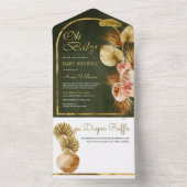 Invitation Tout En Un Boho Arc Floral séché Palm Sage Baby shower vert (À l'intérieur)