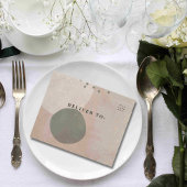 Invitation Tout En Un Boho Beige vert Abstrait forme photo QR Code