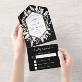 Invitation Tout En Un Boho Black White Beige Botanique Mariage (Déchirure)