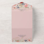 Invitation Tout En Un Boho Blue & Pink Floral Dîner Rose (Dehors)