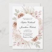 Invitation Tout en un Boho Blush Rose Roses Palm Mariage feui (Devant)