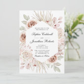 Invitation Tout en un Boho Blush Rose Roses Palm Mariage feui (Debout devant)