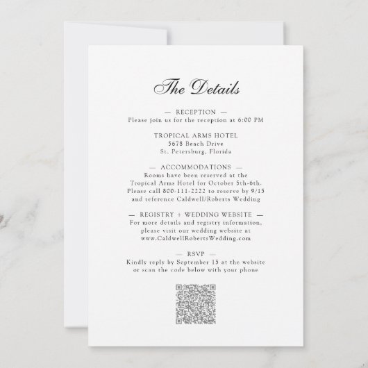 Invitation Tout en un Boho Blush Rose Roses Palm Mariage feui (Dos)
