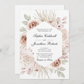 Invitation Tout en un Boho Blush Rose Roses Palm Mariage feui (Devant / Derrière)