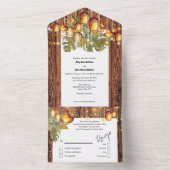 Invitation Tout En Un Boho bois feuille lanternes ciel bohème élégant (À l'intérieur)