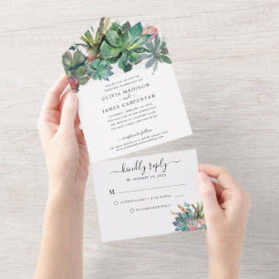 Invitation Tout En Un Boho Cactus Cactus Succulent Désert Mariage floral