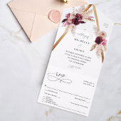 Invitation Tout En Un Boho Cadre rose Pampas Grass Floral 2