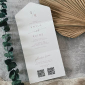 Invitation Tout En Un Boho Chic Blush Pink double code QR Mariage