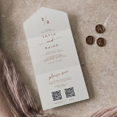 Invitation Tout En Un Boho Chic Bohemian Cream Dual QR Code Mariage
