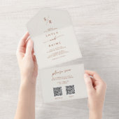Invitation Tout En Un Boho Chic Bohemian Cream Dual QR Code Mariage (Déchirure)