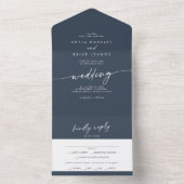 Invitation Tout En Un Boho Chic Dark Navy Blue Meal Choice RSVP Mariage (À l'intérieur)