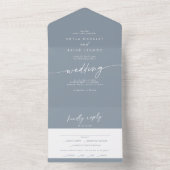 Invitation Tout En Un Boho Chic Dusty Blue Meal Choice RSVP Mariage (À l'intérieur)