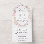 Invitation Tout En Un Boho Chic Dusty Mariage du désert rose tout en un (À l'intérieur)