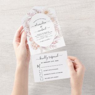 Invitation Tout En Un Boho Chic Dusty Rose Desert Wedding RSVP