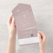 Invitation Tout En Un Boho Chic Dusty Rose rose QR Code Courrier en Mari (Déchirure)