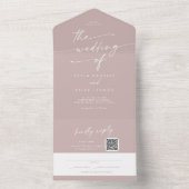 Invitation Tout En Un Boho Chic Dusty Rose rose QR Code Courrier en Mari (À l'intérieur)