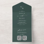 Invitation Tout En Un Boho Chic Emerald Vert double code QR Mariage (À l'intérieur)