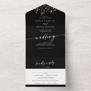 Invitation Tout En Un Boho Chic Fleur Sauvage Choix de Repas RSVP Mariag