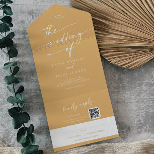 Invitation Tout En Un Boho Chic Jaune Marigold QR Code Mail En Mariage