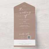 Invitation Tout En Un Boho Chic Neutral Taupe QR Code Mail En Mariage (À l'intérieur)