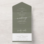 Invitation Tout En Un Boho Chic Olive Green Repas Choix RSVP Mariage (À l'intérieur)