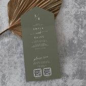 Invitation Tout En Un Boho Chic Olive Vert double code QR Mariage