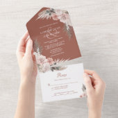 Invitation Tout En Un Boho Chic Pampas Grass Terracotta Floral Mariage (Déchirure)