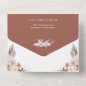 Invitation Tout En Un Boho Chic Pampas Grass Terracotta Floral Mariage (Verso)