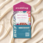 Invitation Tout En Un Boho Chic Retro Bright Floral Coloral Mariage<br><div class="desc">Boho Chic Retro Bright Floral Coloral Mariage tout en une invitation</div>