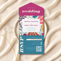 Boho Chic Retro Bright Floral Coloral Mariage