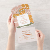 Invitation Tout En Un Boho Chic Retro Floral Mariage (Déchirure)
