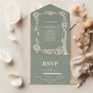 Invitation Tout En Un Boho Chic Retro Floral Retro
