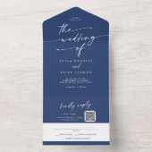 Invitation Tout En Un Boho Chic Royal Blue QR Code Mail En Mariage (À l'intérieur)