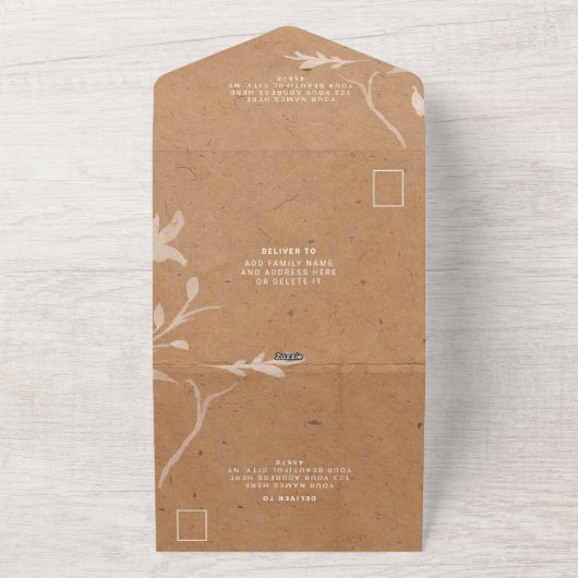 Invitation Tout En Un Boho Chic Rustique Moderne | Photo de Mariage Pers (Dehors)