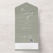 Invitation Tout En Un Boho Chic Sage Green QR Code Courrier En Mariage (À l'intérieur)
