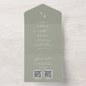 Invitation Tout En Un Boho Chic Sage Vert double code QR Mariage (À l'intérieur)