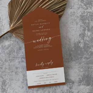 Invitation Tout En Un Boho Chic Terracotta Choix de repas RSVP Mariage