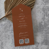 Invitation Tout En Un Boho Chic Terracotta Dual QR Code Mariage
