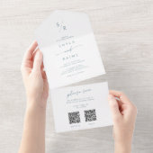 Invitation Tout En Un Boho Chic Turquoise et blanc double code QR Mariag (Déchirure)