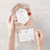 Invitation Tout En Un Boho Chute Rouille Boho Flore Cadre Blush Dîner (Déchirure)