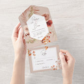 Invitation Tout En Un Boho Chute Rouille Boho Flore Frame Blush No Dinne (Déchirure)