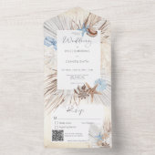 Invitation Tout En Un Boho Cream Beach Code QR rustique (À l'intérieur)