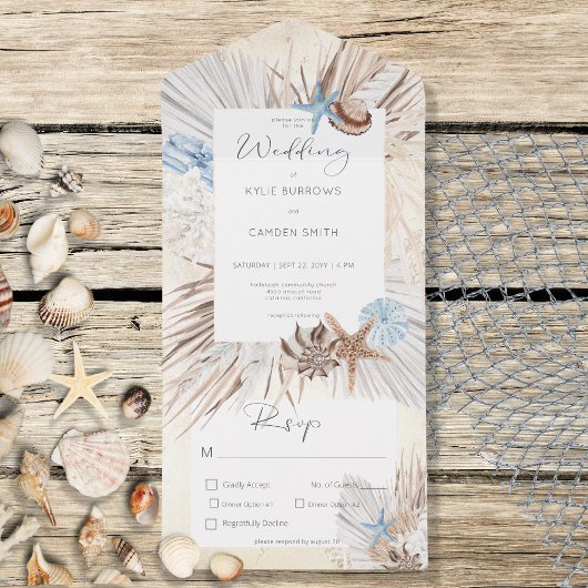 Invitation Tout En Un Boho Cream Beach Dîner Rustique