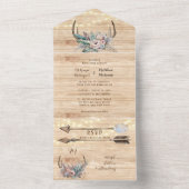 Invitation Tout En Un Boho Deer Antler Floral Mariage (À l'intérieur)