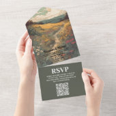 Invitation Tout En Un Boho Desert Cactus Code QR Mariage illustré (Déchirure)